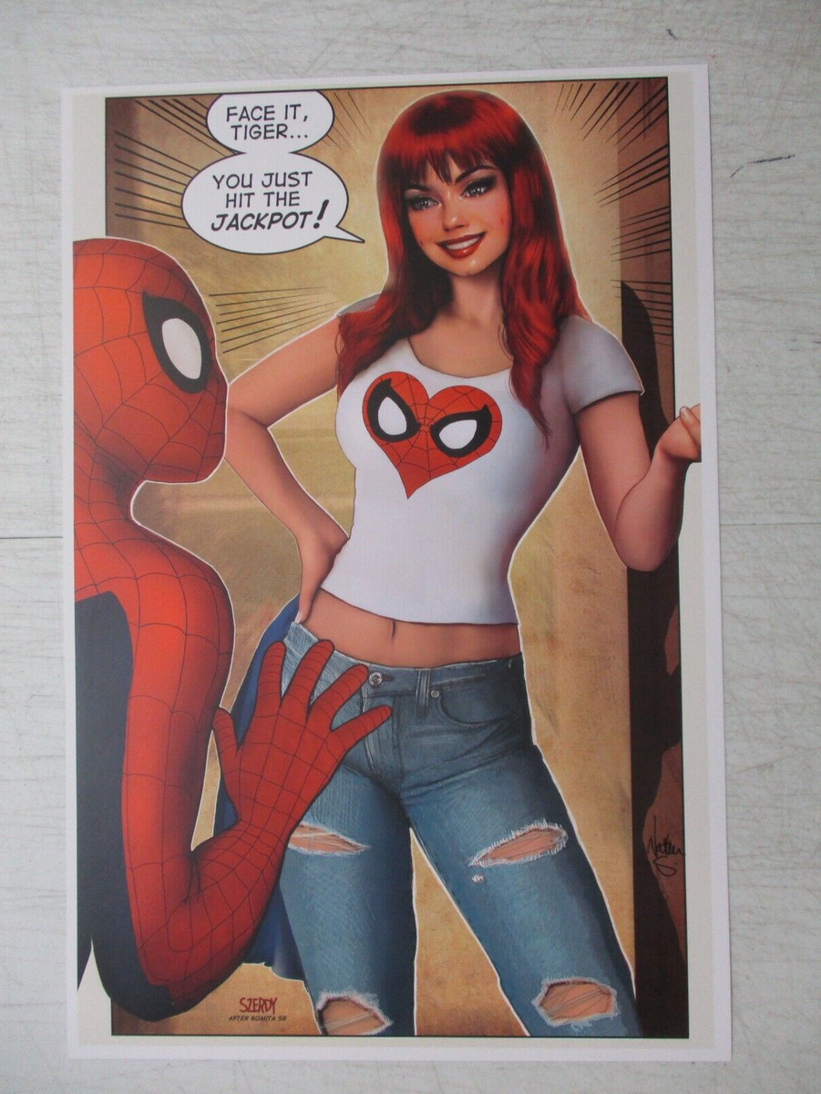 NATHAN SZERDY SIGNED 12X18 ART PRINT SPIDER-MAN MARY JANE TIGER