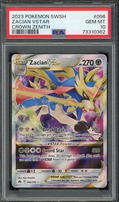 2023 PSA 10 Pokemon SWSH Crown Zenith Zacian Vstar 096/159 Card