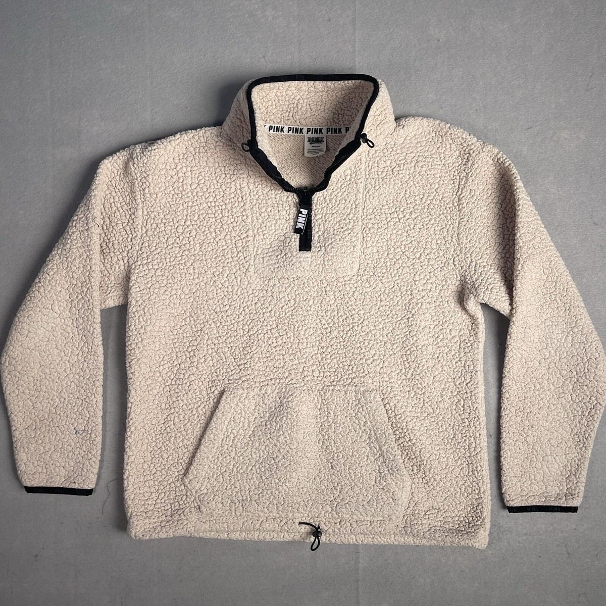 Victoria's Secret PINK Sherpa Fleece 1/4 Zip Pullover Jacket Woman