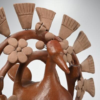 Heron Martinez Mendoza Mexican Folk Art Pottery Peacock Turkey