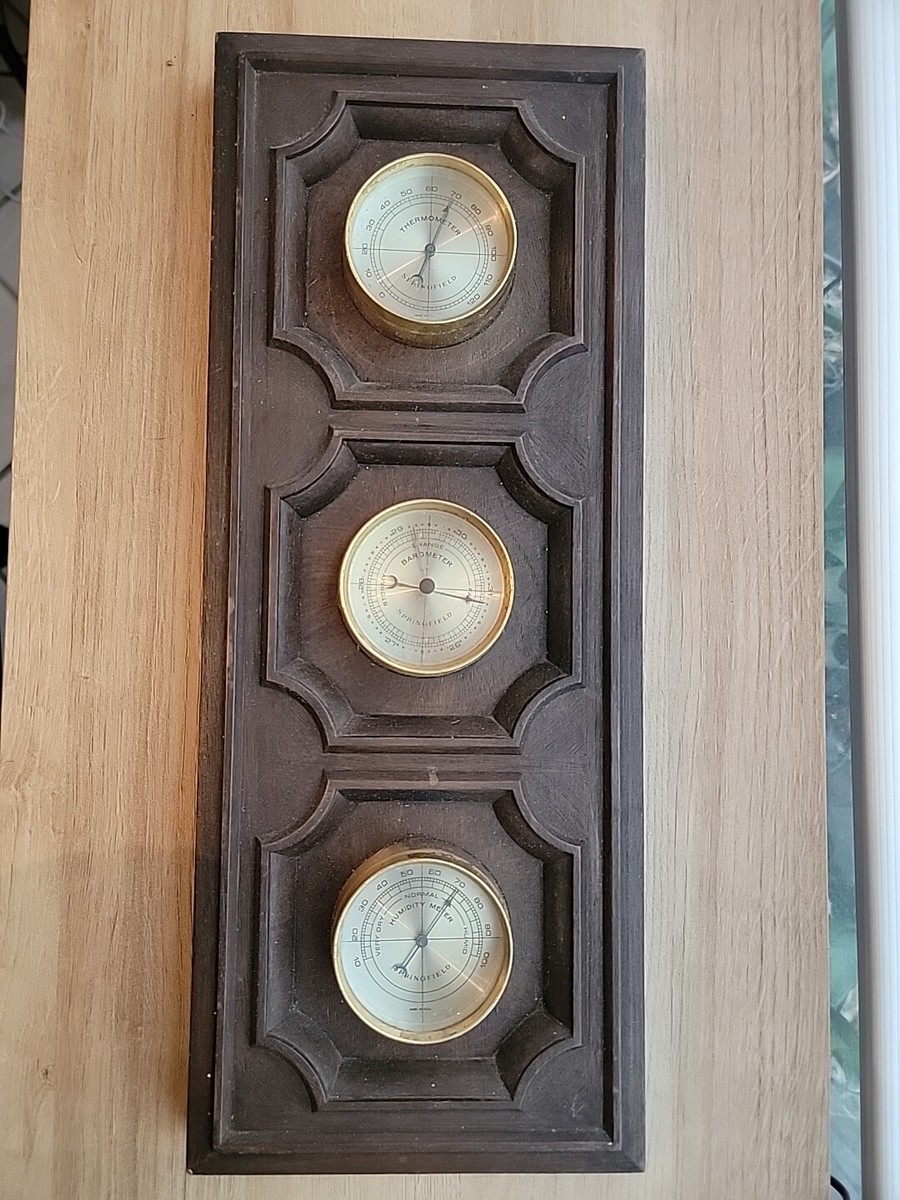 Vintage Springfield Weather Station, Thermometer Barometer