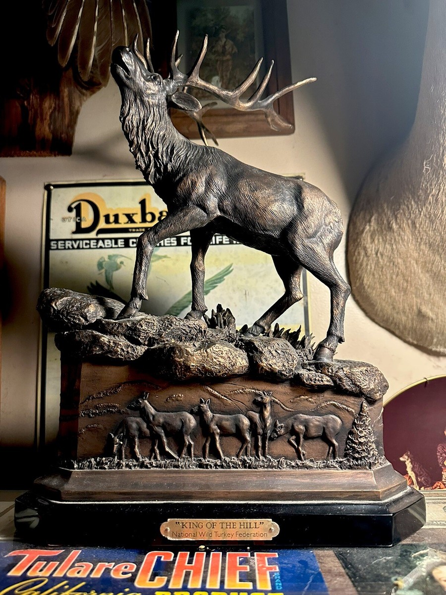 N.W.T.F Bronze Elk “ The King of the Hill” Superb Detail, NICE