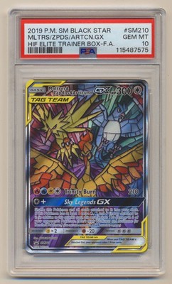 PSA 10 Moltres & Zapdos & Articuno GX SM210 Hidden Fates ETB Promo