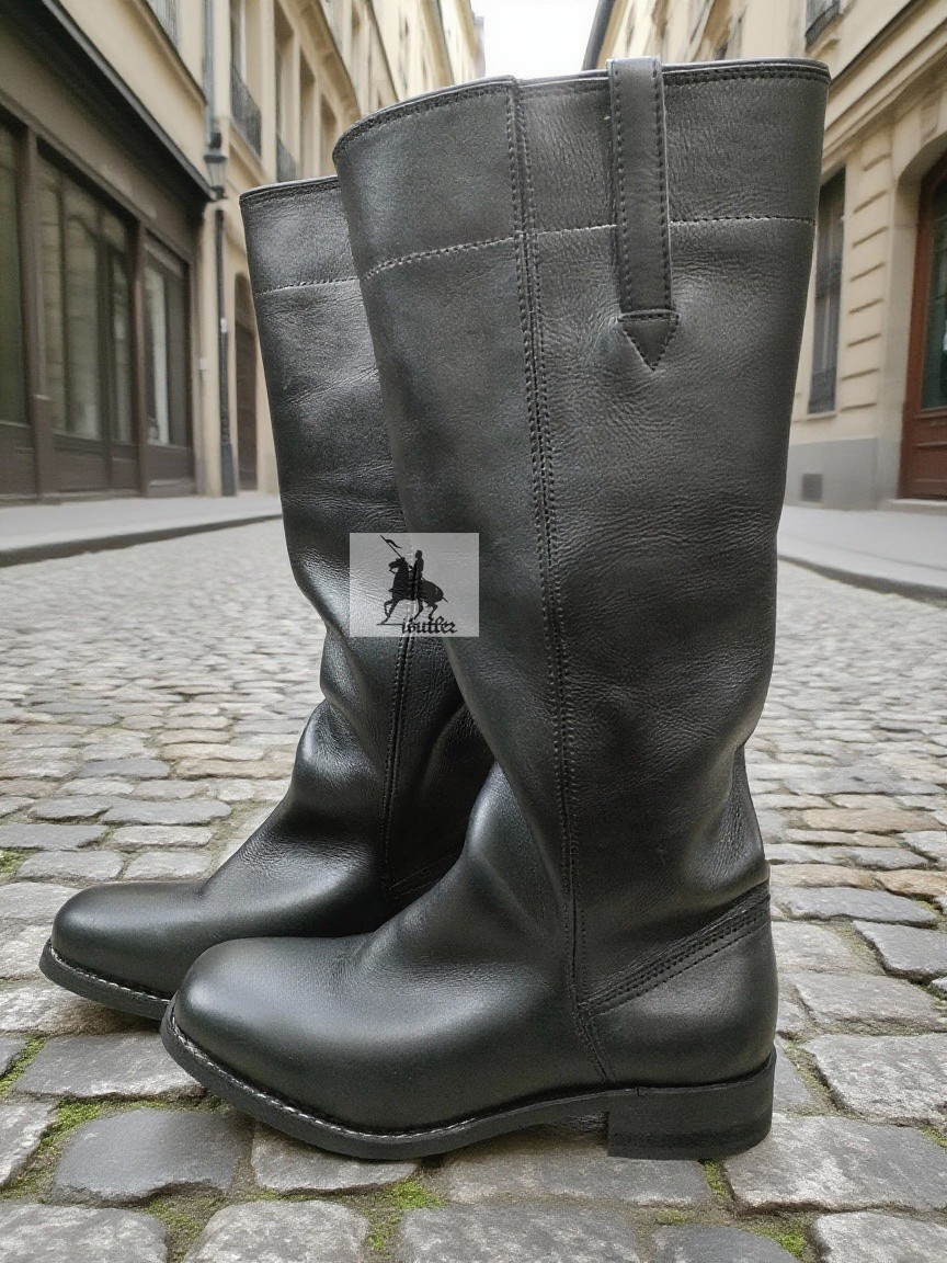 Civil War Stove Pipe Boot,Handmade upper to sole Genuine Black