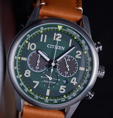 Citizen Green Dial Eco-Drive Chronograph Date Display Men's Watch