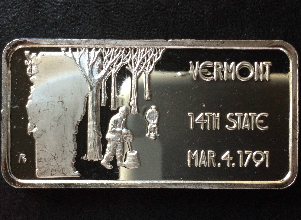 1974 Hamilton Mint Vermont HAM-572 Silver Art Bar A2833 | eBay