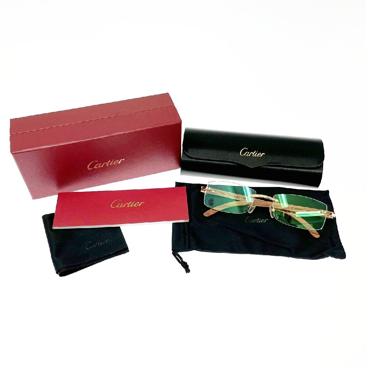 Cartier 3524013 18 135b Wood Temple Non-prescription Sunglasses