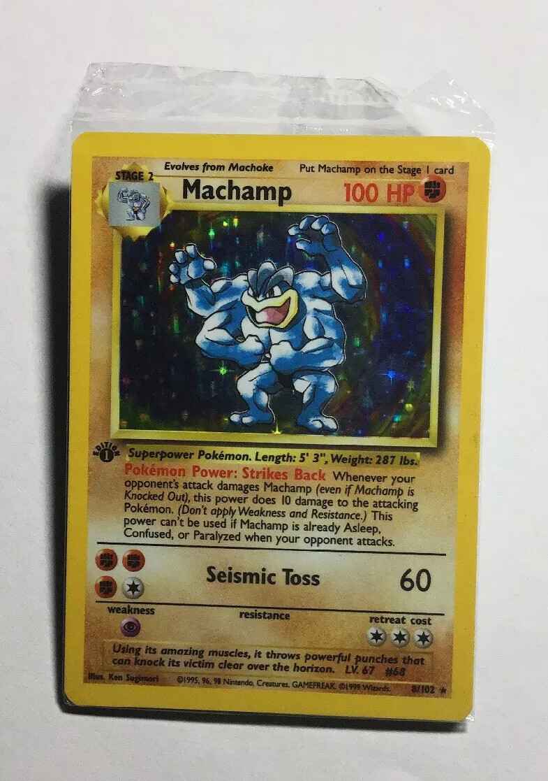 SEALED 1st edition MACHAMP Pokemon BASE Set 8/102 Holo Rare Star