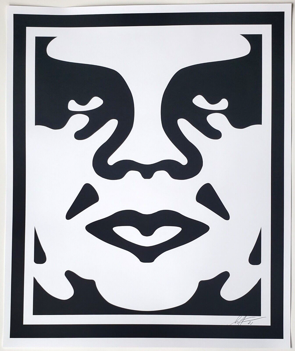 Shepard Fairey Face HAND SIGNED Obey Giant Icon Offset Lithograph