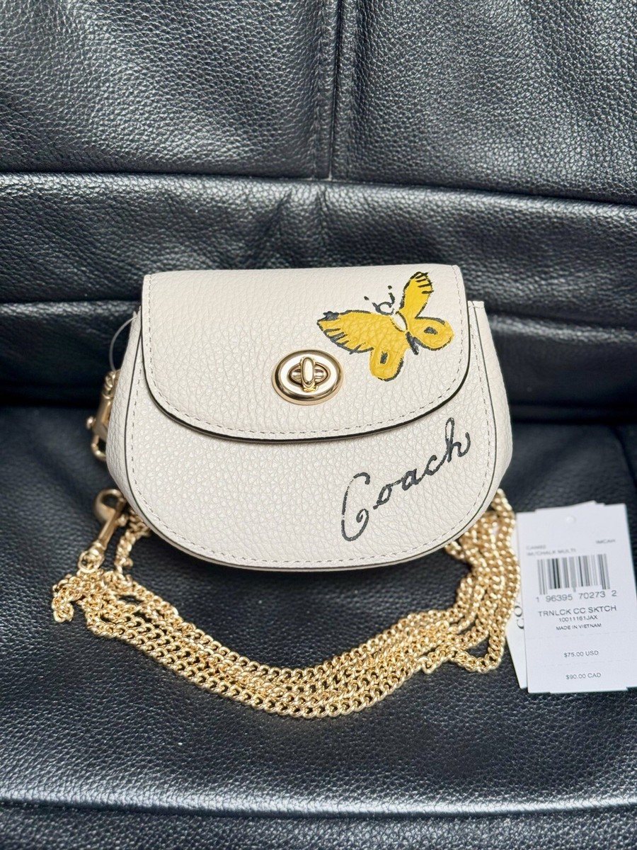 NWT Coach CAM82 Turnlock Card Case With Sketch Butterfly Bye Bye