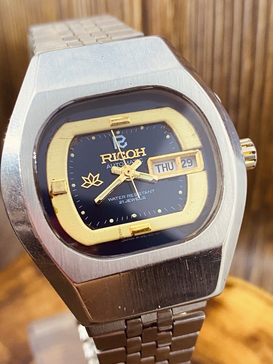 Vintage Ricoh 21 Jewels Automatic Watch Blue Dial | Day-Date 1970s