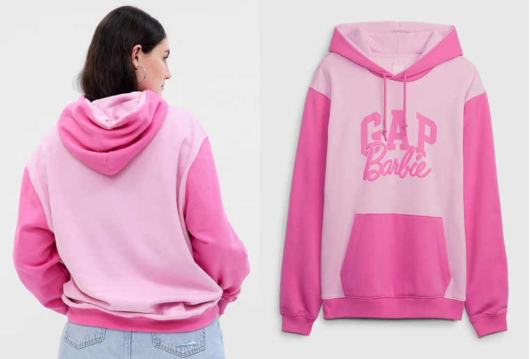Gap x Barbie Adult Pink Hooded Sweatshirt Size XXL and Barbie doll