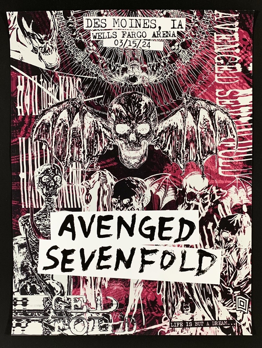 Avenged Sevenfold POSTER Life Is But A Dream Tour 2024 Silkscreen
