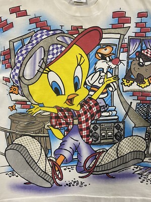 Vintage 1995 Tweety Bird Looney Tunes T-Shirt AOP Size XL 90s | eBay