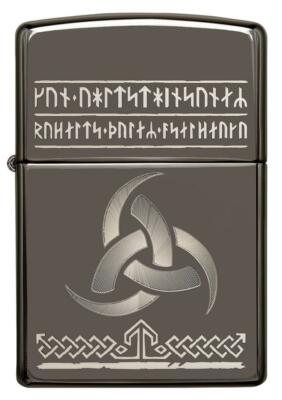 Zippo Windproof Lighter, Norse Mythology Odin, Black Ice, 49302