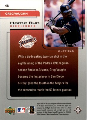 1999 Upper Deck Challengers for 70 #48 Greg Vaughn San Diego