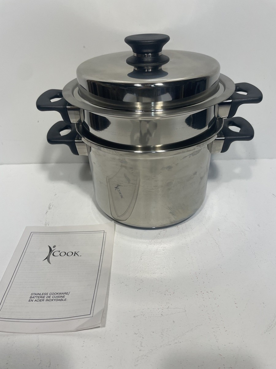 iCook™ Amway 4-Pc 4 L/4 Quart Stock Pot Set Steamer Insert Double