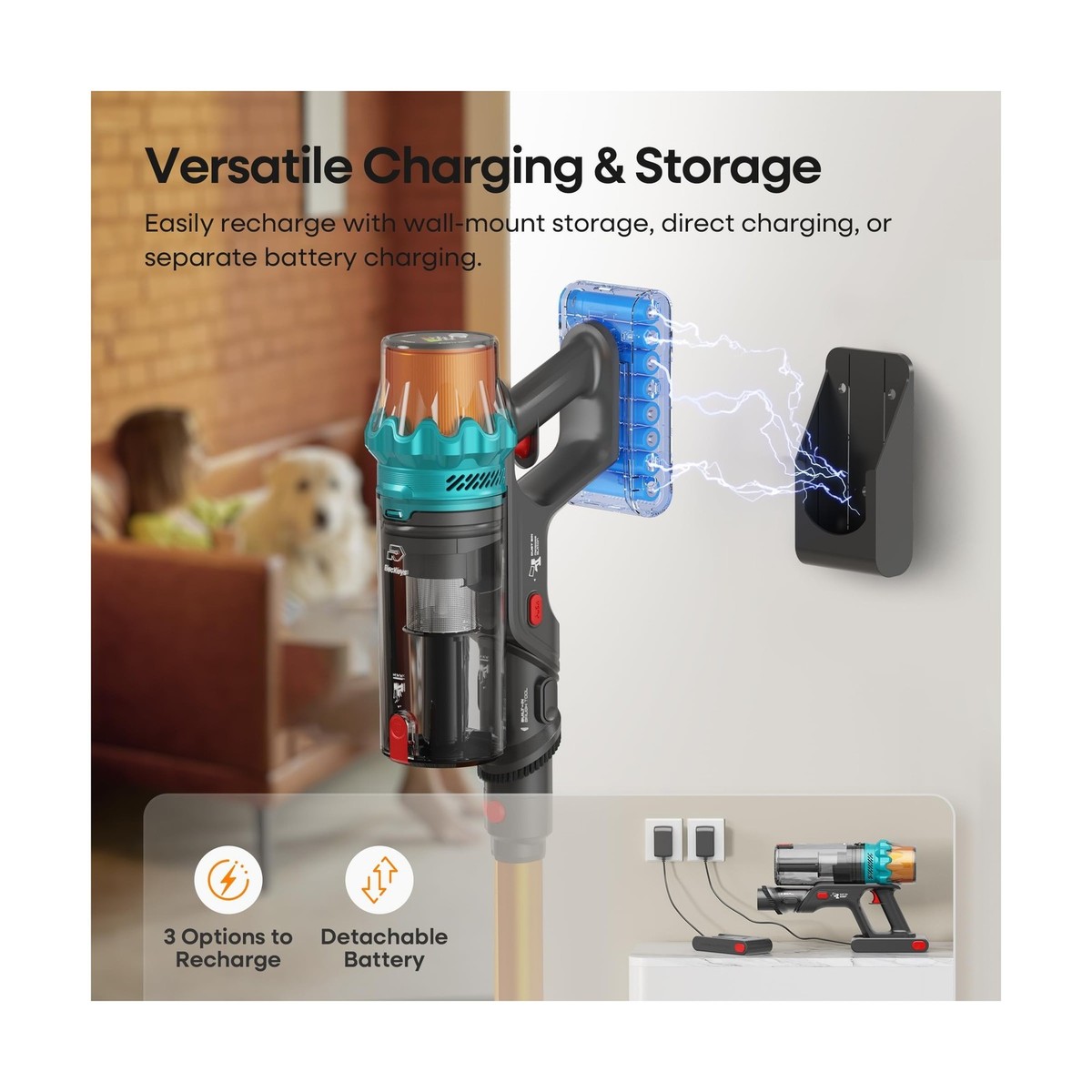 ElecKeys Cordless Vacuum Cleaner, Upgraded 580W 48KPA 65Mins