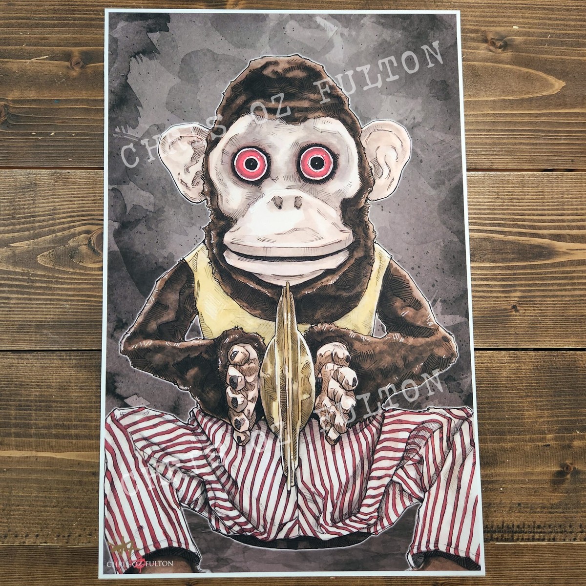 Jolly Chimp Cymbal Monkey Movie Art 11x17 Print Signed By Artist