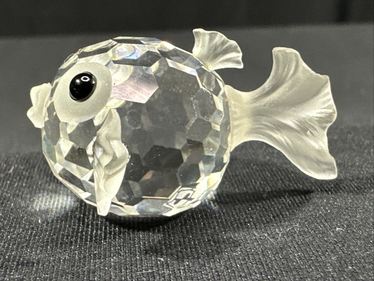 Vintage Swarovski Crystal Puffer Fish Blowfish Retired Frosted