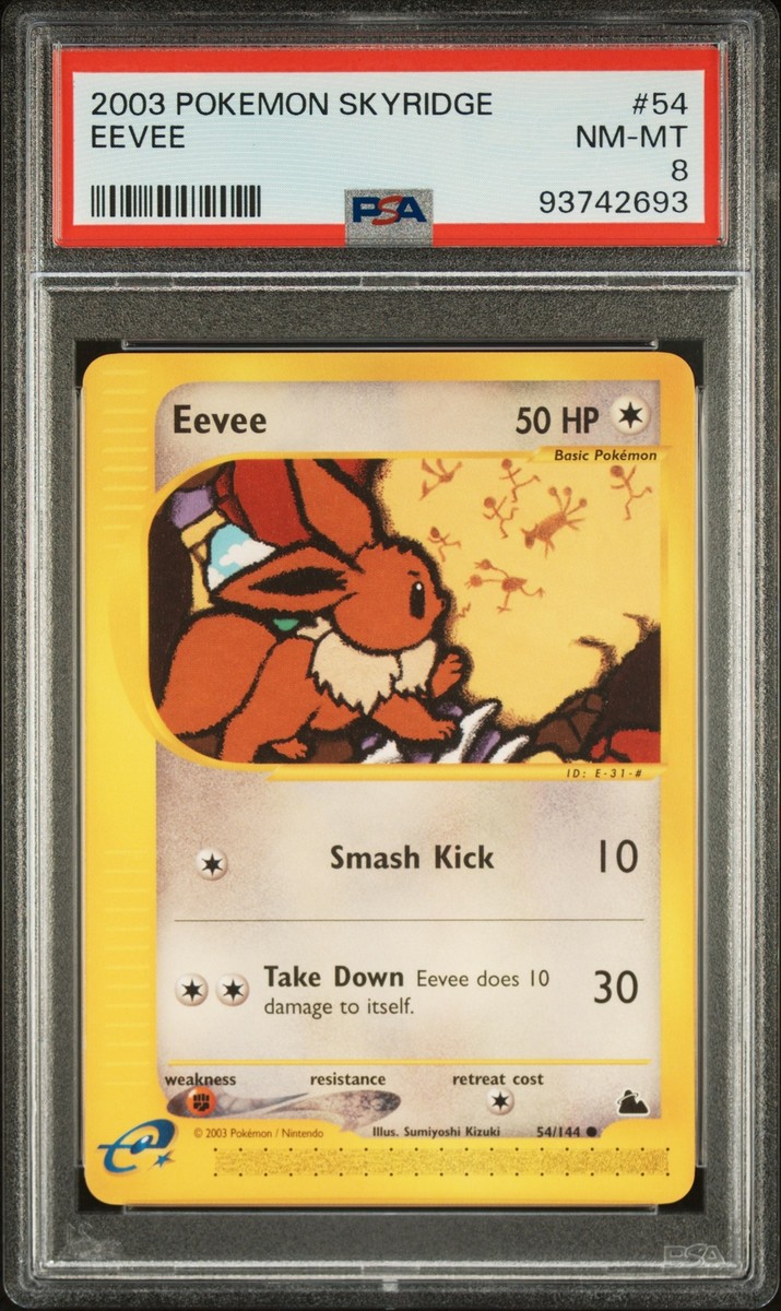 PSA 8 Eevee #54 2003 Pokemon Skyridge Non Hollo Rare Card 93742693