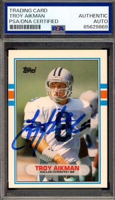 Troy Aikman PSA DNA Signed 1989 Topps Rookie Autograph | eBay
