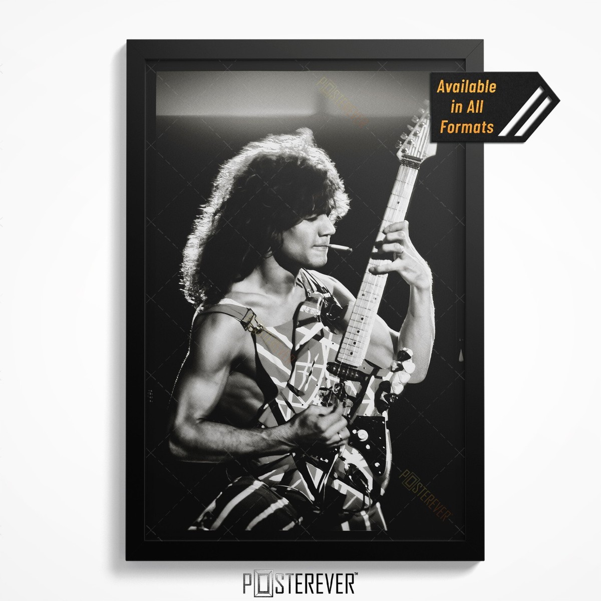 Eddie Van Halen 1982 Diver Down B&W Poster Frankenstrat Guitar