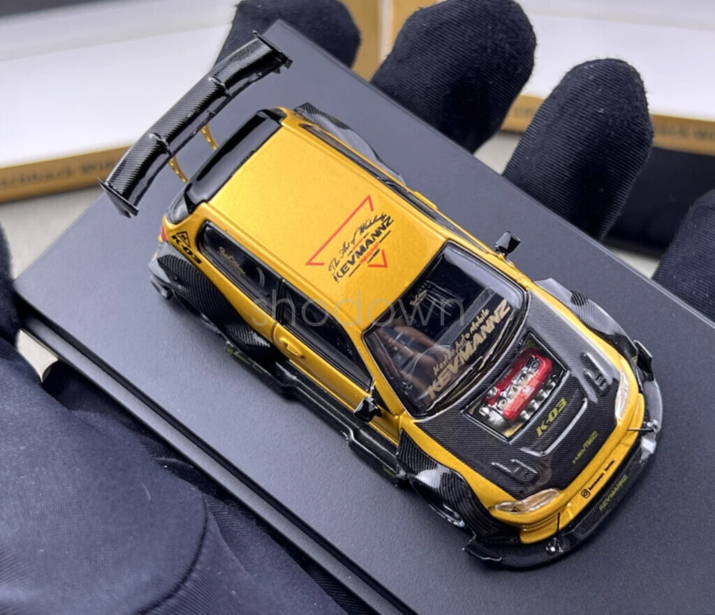 DCM 1:64 Gold CIVIC Kevmannz GT EG6 Long Widebody Model Diecast