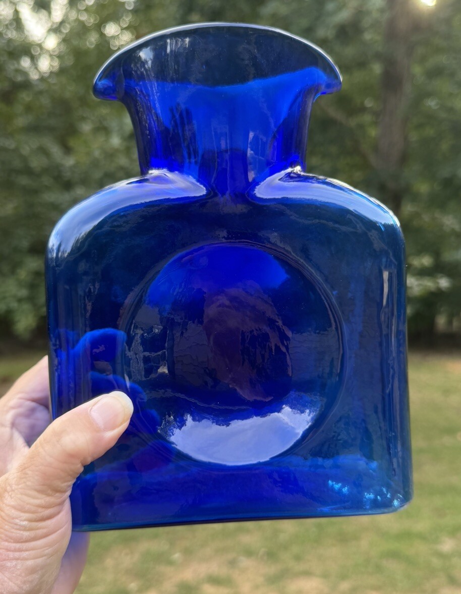 Blenko 2003 Cobalt Blue Glass Double Spout Pitcher | eBay
