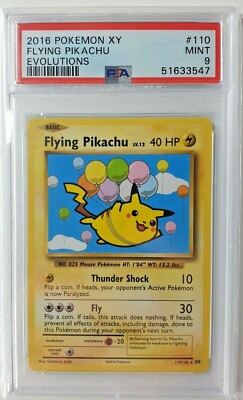 2016 Pokemon Flying Pikachu 110/108 Secret Rare Evolutions - PSA 9