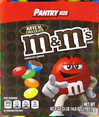 M&Ms Plain Milk Chocolate Candy Pantry Size 62oz Jar M&M's M & M