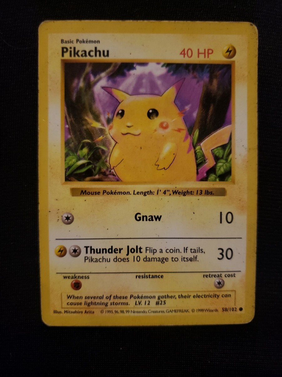 Shadowless Red Cheeks Pikachu 58/102 Base Set Pokemon Card *RARE
