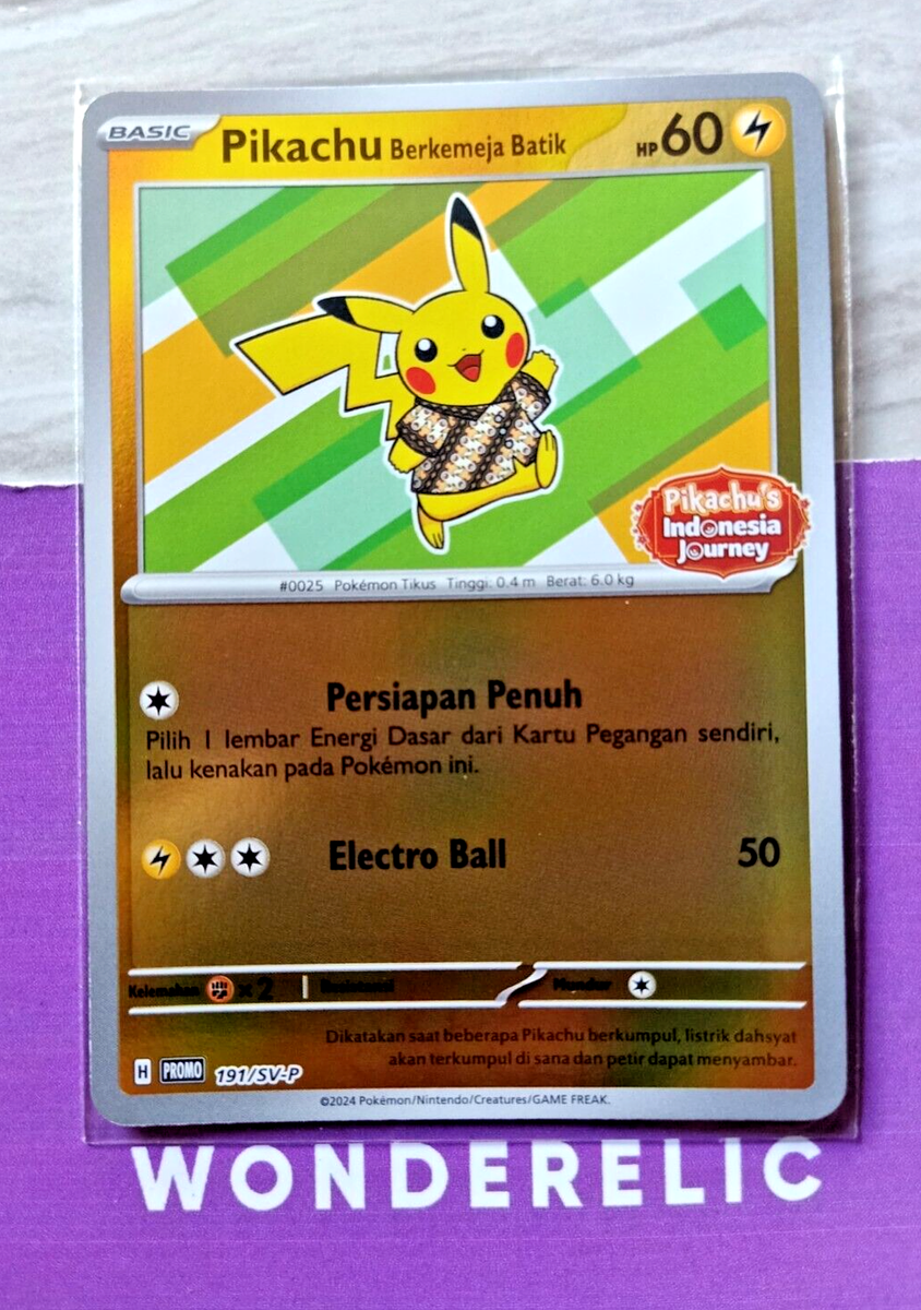 Pikachu Berkemeja Batik HOLO Foil 191/SV-P PROMO Pokemon Indonesia