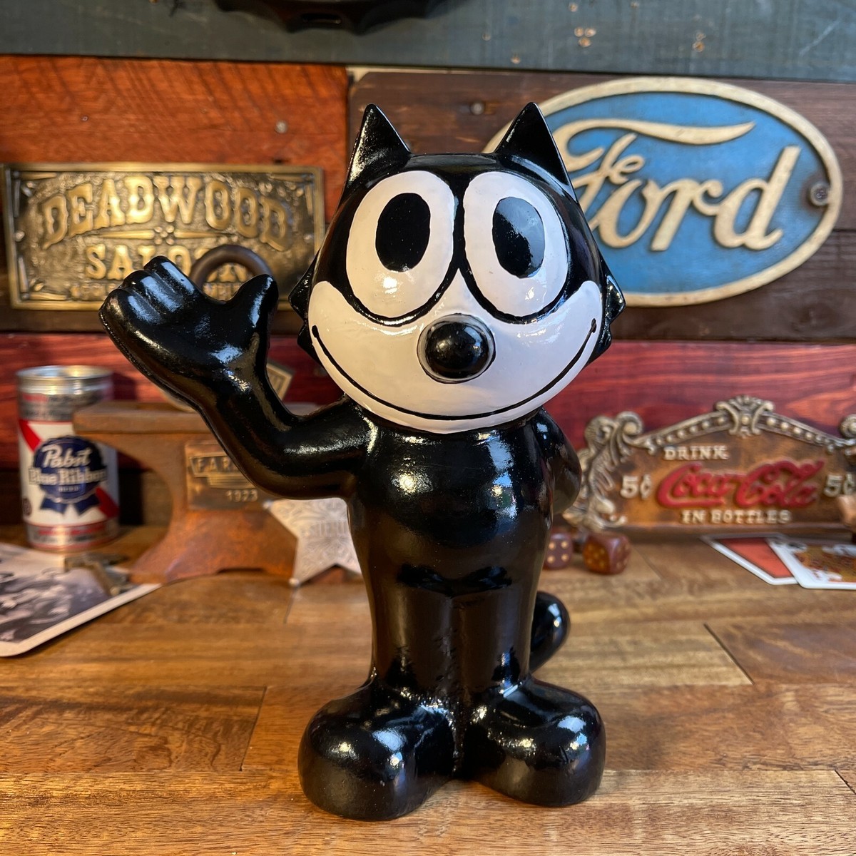 Felix The Cat Cast Iron Bank With Painted Finish, Decor Bookend | eBay