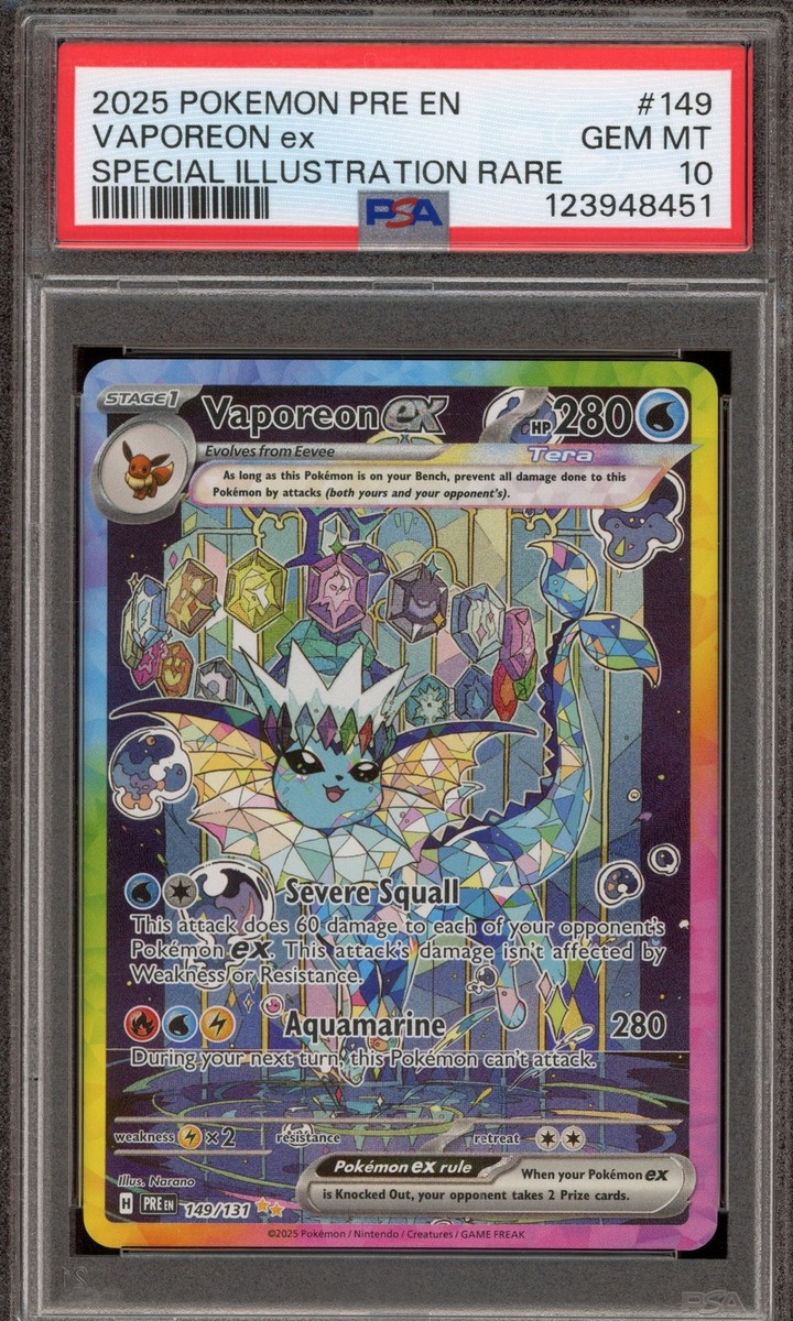 Pokemon Vaporeon ex Prismatic Evolutions Special Illustration Rare