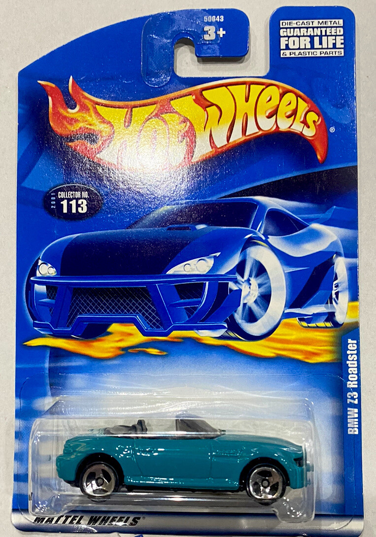 Hot Wheels BMW Z3 Roadster Teal /chrome 3 spokes 2001 New In