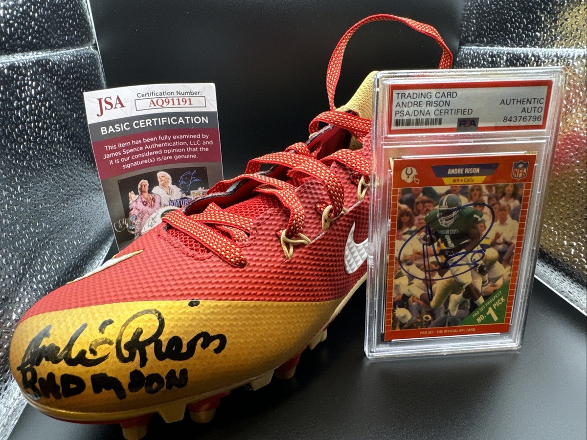 Andre Rison Signed Nike Cleat “Bad Moon” Inscription & Signed Card