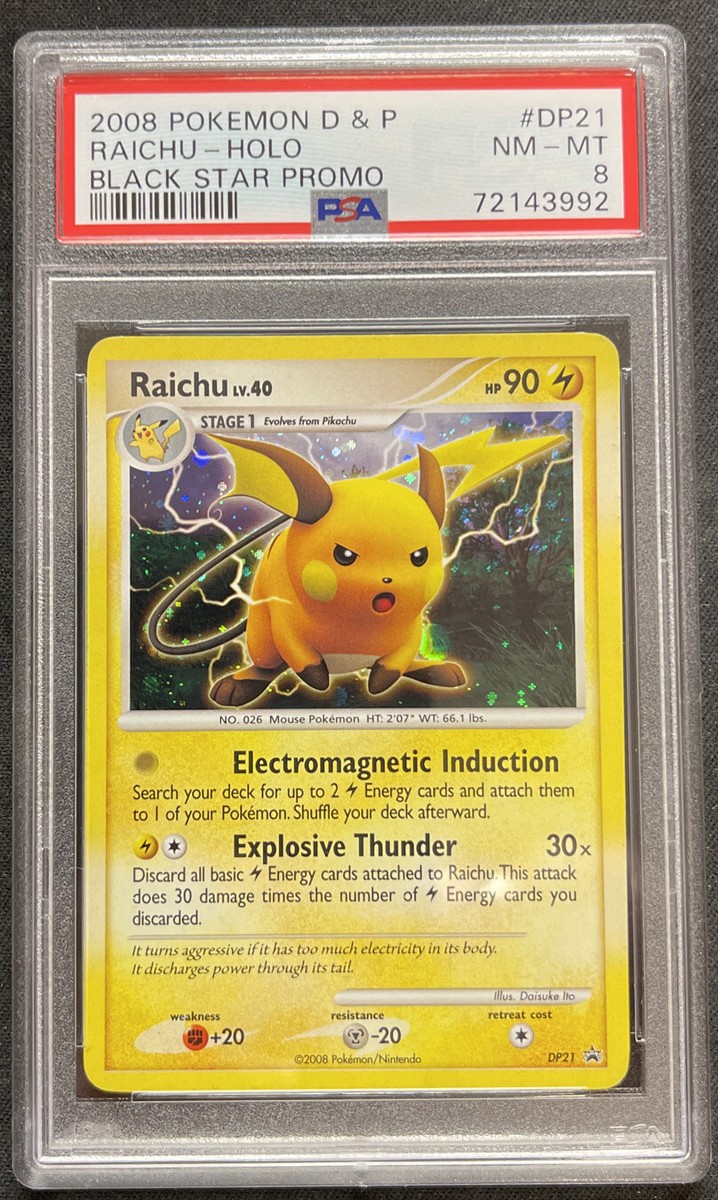 2008 Pokemon D&P Black Star Promo #DP21 Raichu-Holo PCGS 8 NM-MT