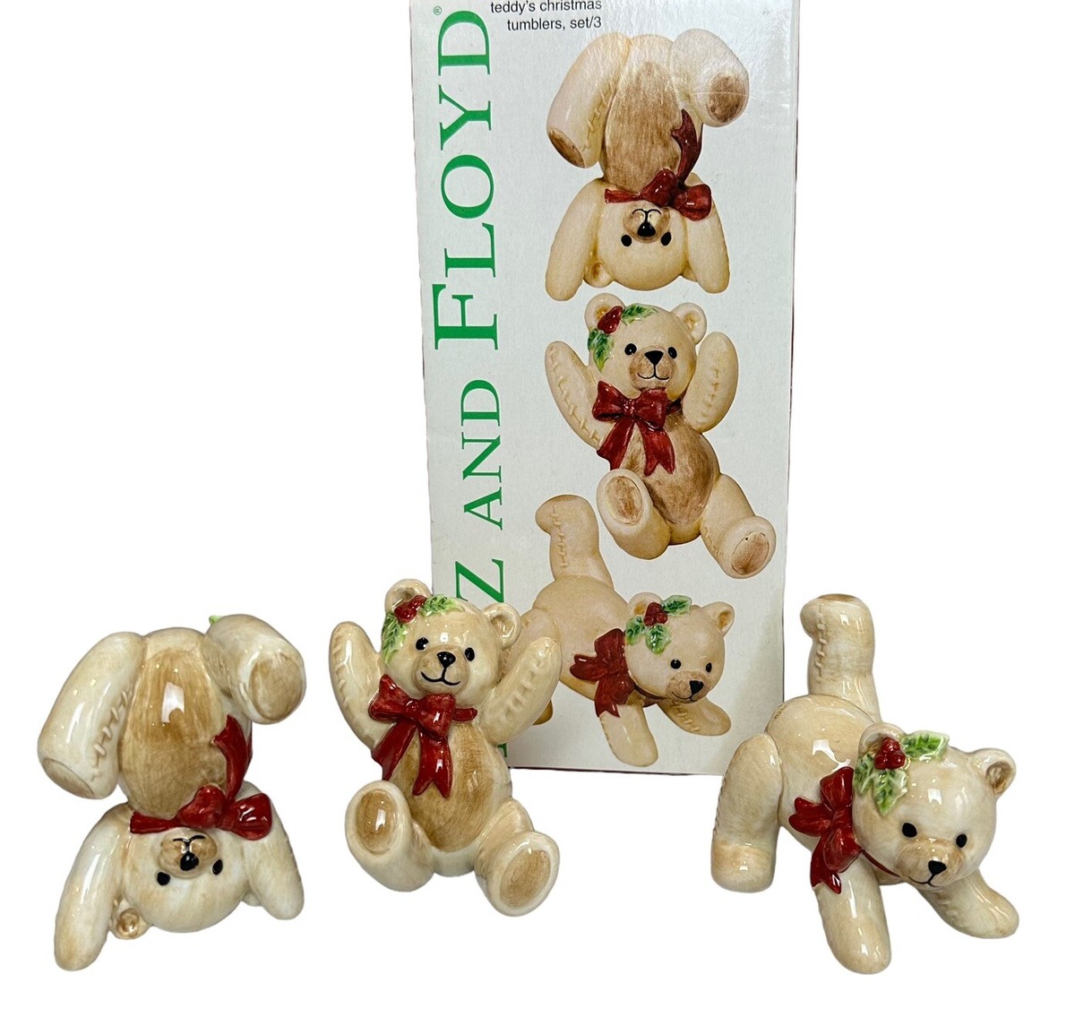 2003 Fitz And Floyd Teddy's Tumbling Set Of 3 Teddy Bears
