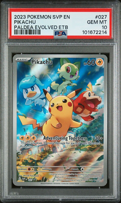 PSA 10 GEM MINT Pikachu Paldea Evolved ETB 027 SVP 2023 Black Star