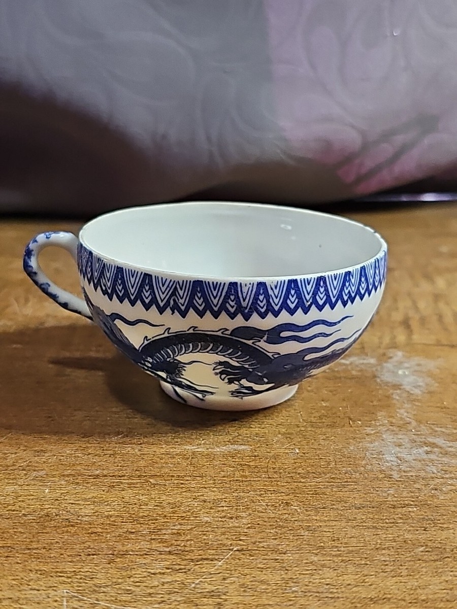 Antique Japanese Eggshell Porcelain Teacup-Blue & White Dragons | eBay