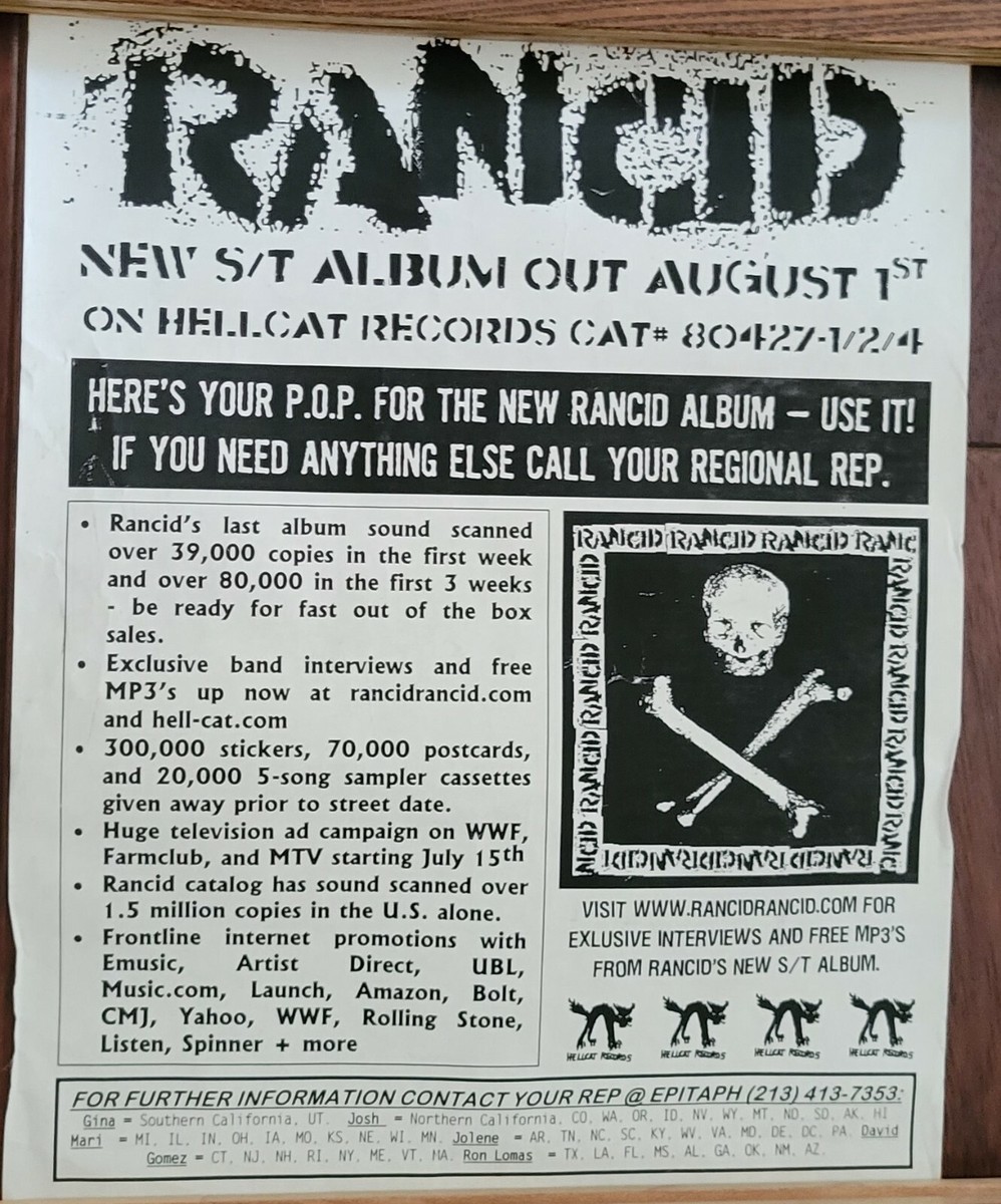 MUSIC POSTER ~ Rancid Self Titled 2000 24x24