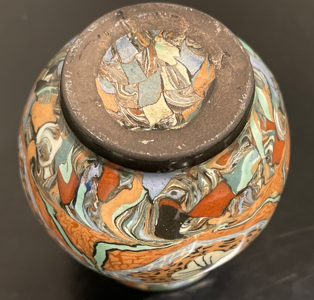 Jean Gerbino Vallauris France Mosaic Art Pottery Cabinet Vase 3.6