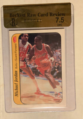 1986 FLEER BASKETBALL MICHAEL JORDAN ROOKIE STICKER #8 BGS 7.5 RCR