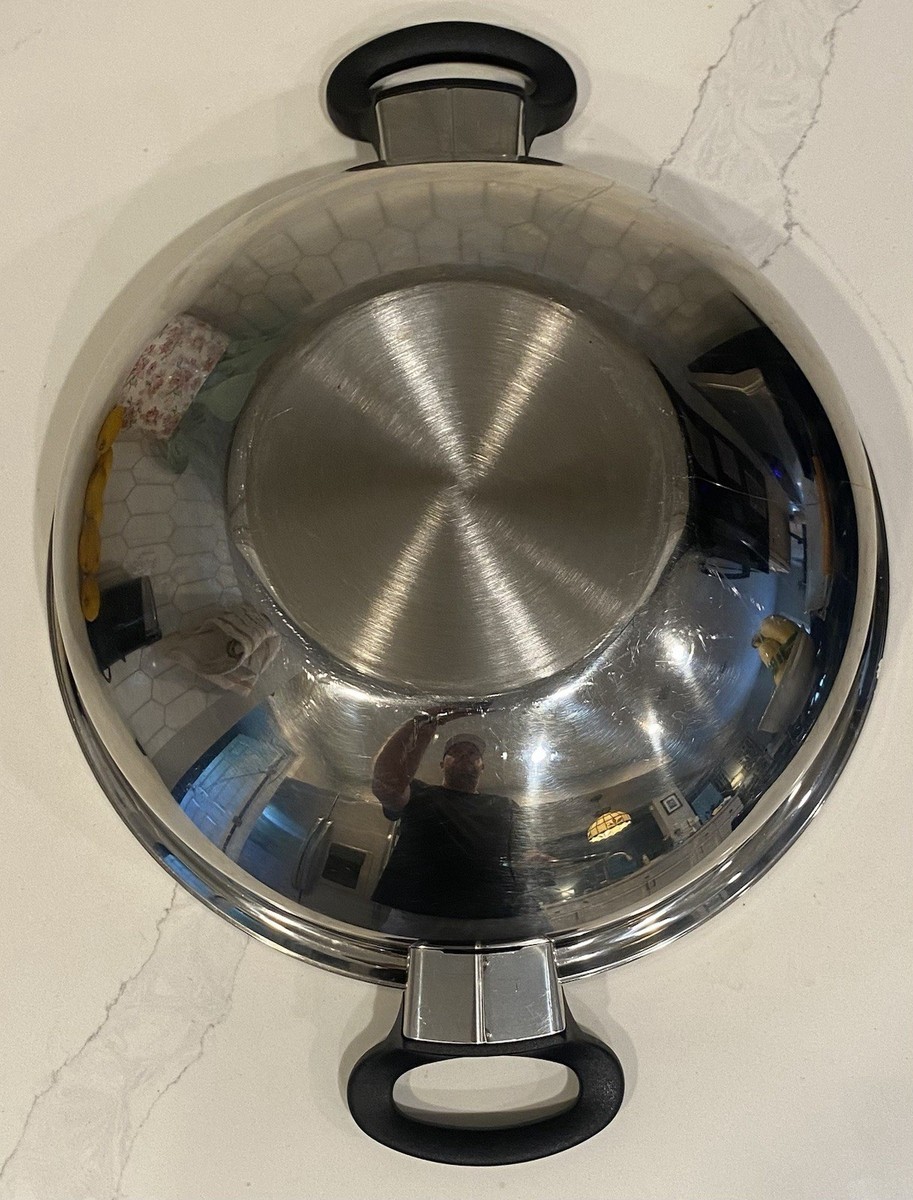 AMWAY QUEEN Wok Skillet Pan 18-8 Multi-Ply Stainless Steel 12