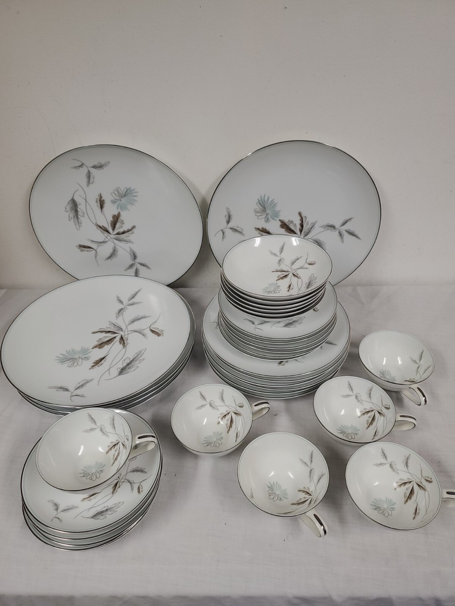 Vintage NORITAKE China CORLISS 5765 Japan 36 pcs Teal Gray Service