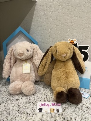 Bundle of Jellycat Bashful Patchwork Brown Bunny and Luxe willow