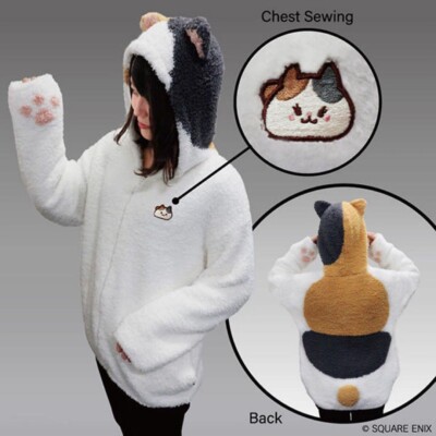 Square Enix Final Fantasy XIV Fat Cat Hoodie White color Free size