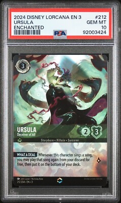 PSA 10 GEM MINT 2024 Disney Lorcana Ursula Enchanted Into the