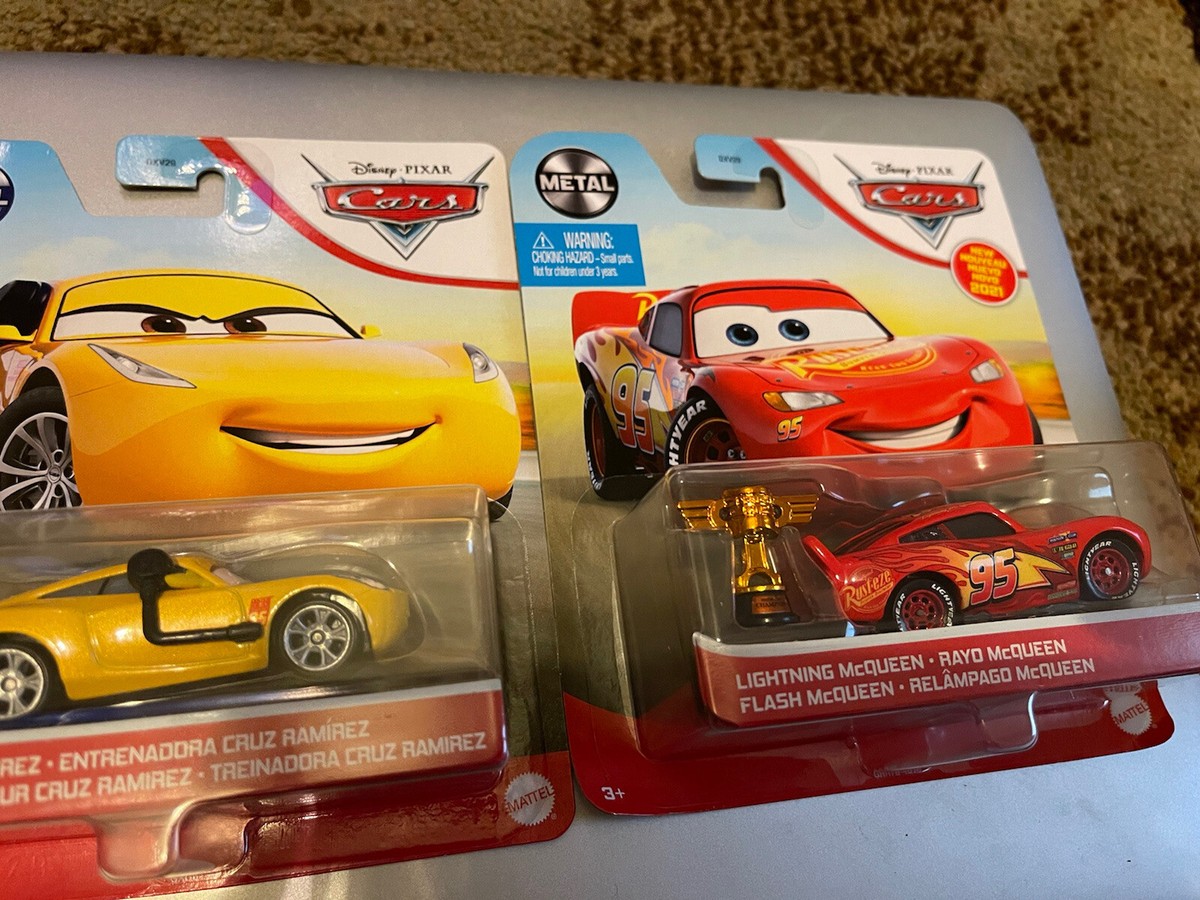 2021 DISNEY PIXAR CARS METAL TRAINER CRUZ RAMIREZ & MCQUEEN PISTON
